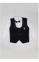 White Cotton Silk Shirt With Waist Coat And Pant Set (KR1351)